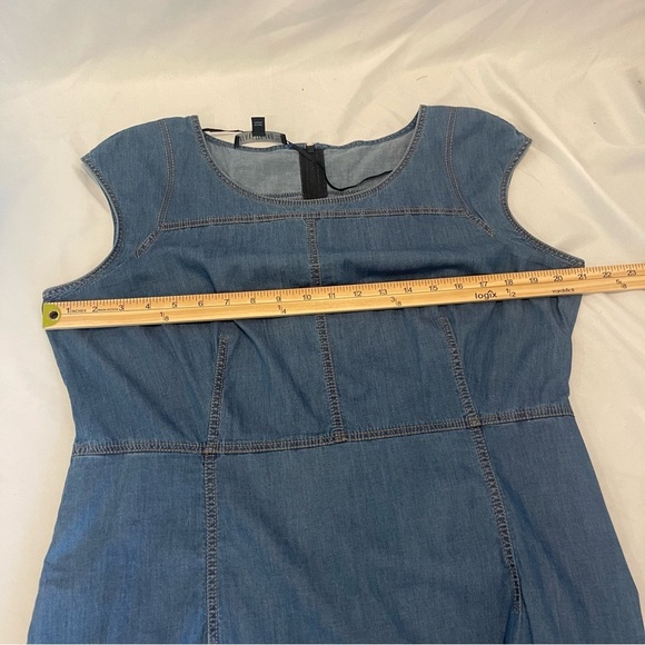 Lafayette 148 New York Chambray Cap Sleeve Dress Size Large - Picture 7 of 14